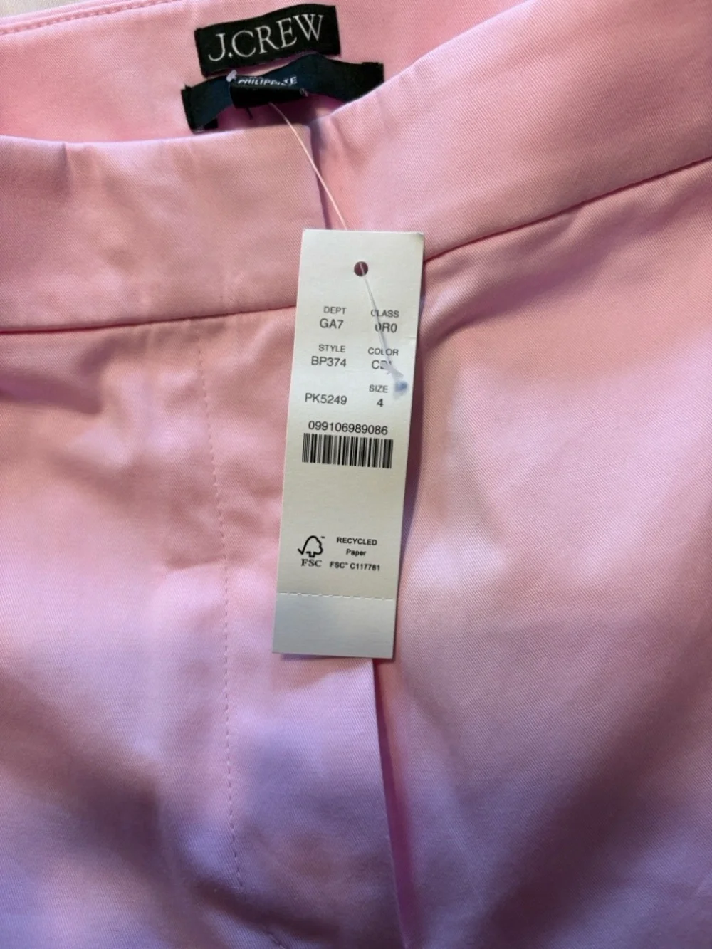 J. Crew Kate Cuffed Straight Leg Pants in Lightweight Chino Size 4 Pink NWT - Picture 8 of 13